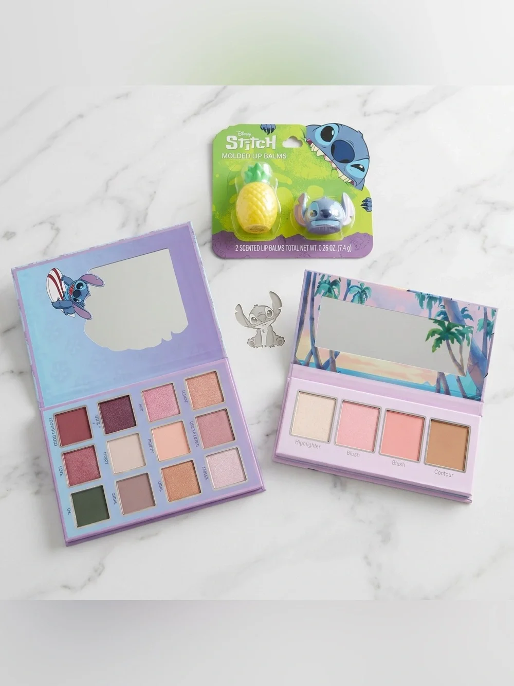 Disney Stitch 3-Piece Makeup Set Eyeshadow Face Palette & Lip Balms